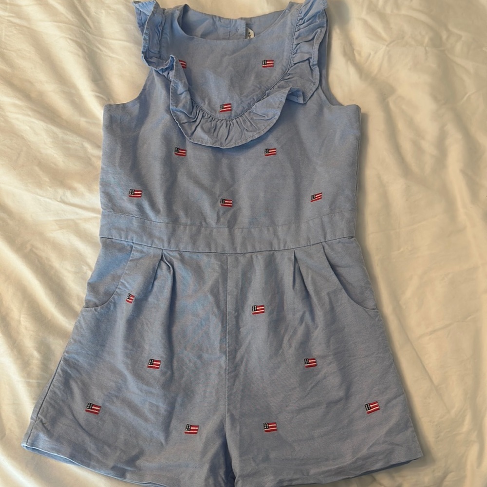 Adorable blue romper with American flags